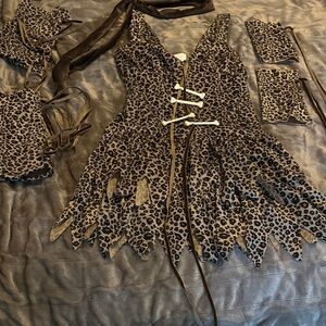 Cave girl Leopard Print Costume Dress with accessories